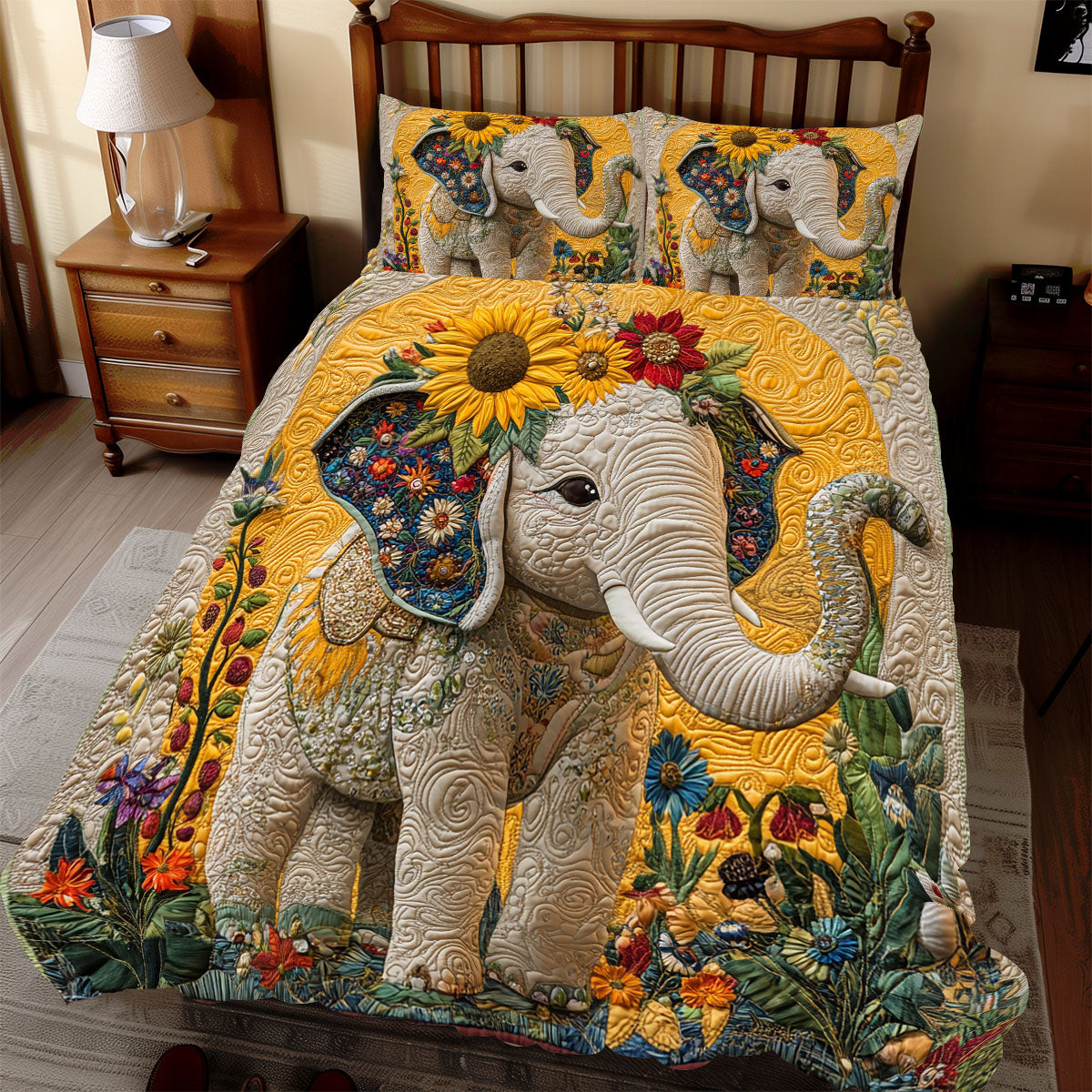Elephant Sunflower WX1712055CL Duvet Cover Set