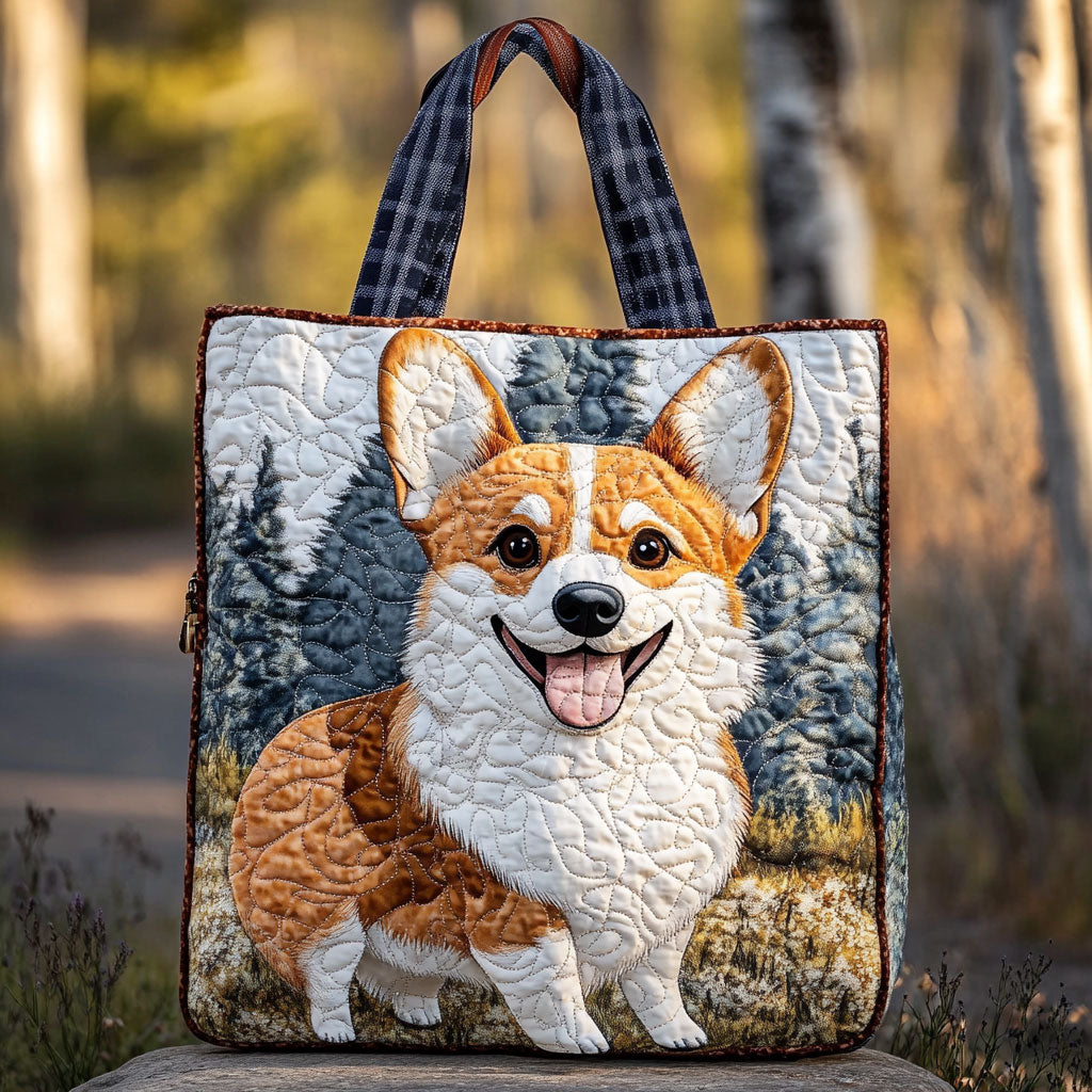 Cheerful Corgi WN2209011CL Quilted Tote Bag
