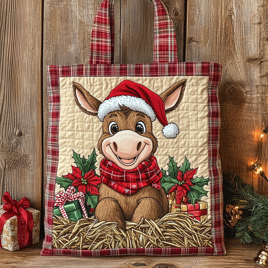 Donkey Christmas Morning WN1111023CL Quilted Tote Bag