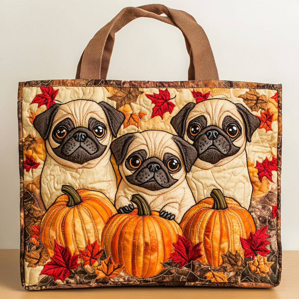 Pumpkin Pug CW2209033CL Quilted Tote Bag