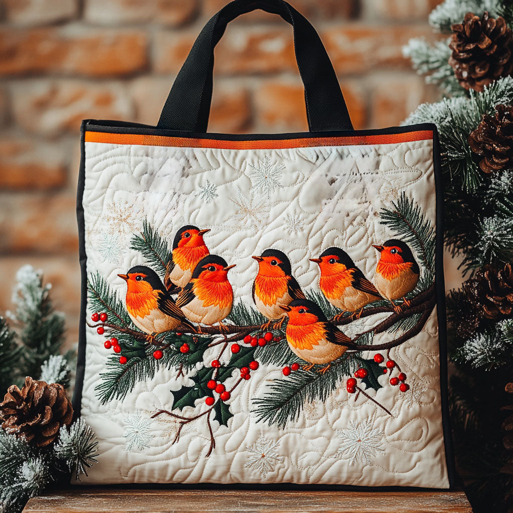 Christmas Glow European Robin WN2810011CL Quilted Tote Bag