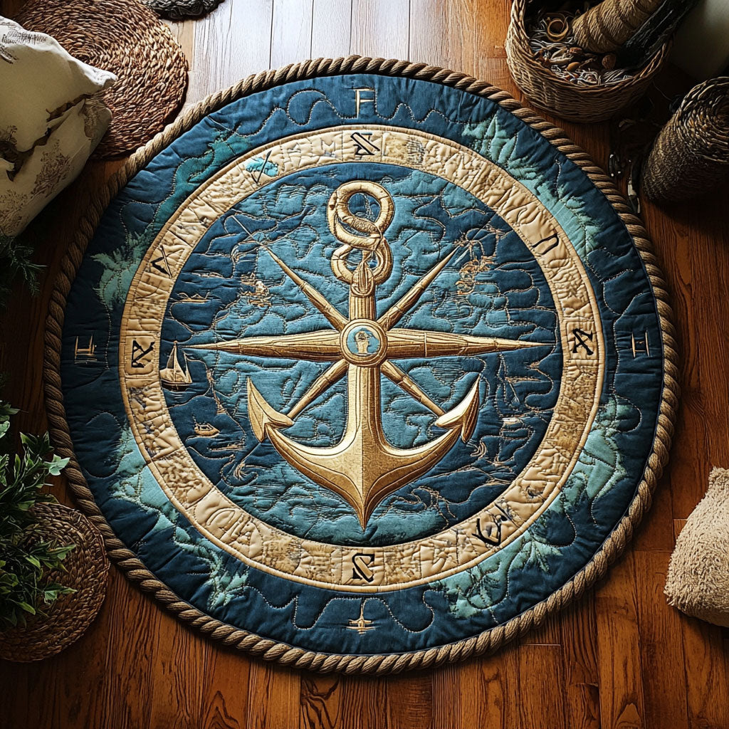 Anchor Of Compass WY1106002CL Quilted Round Mat