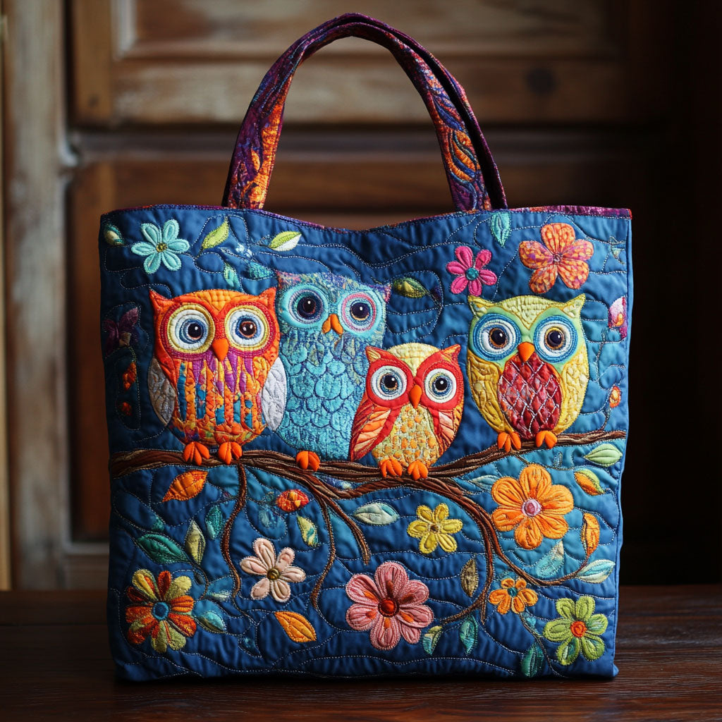 Blooming Owl CW0210001CL Quilted Tote Bag