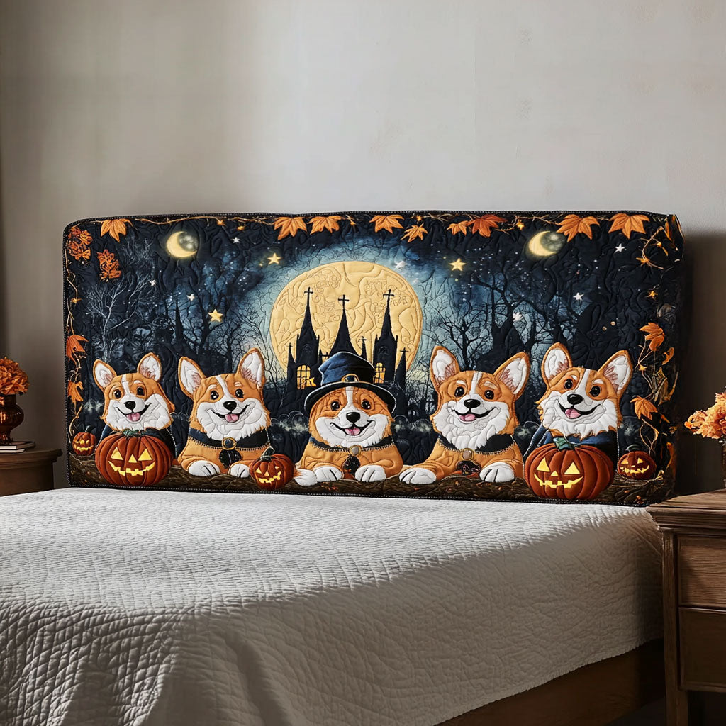 Midnight Corgi WN1812014CL Quilted Headboard Slipcover