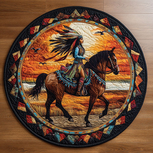 Native American Woman WX2105024CL Quilted Round Mat