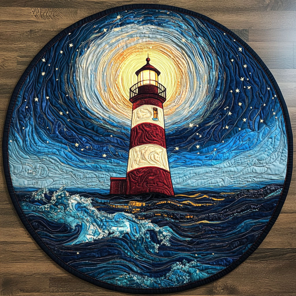Mysterious Lighthouse DH0810022CL Quilted Round Mat