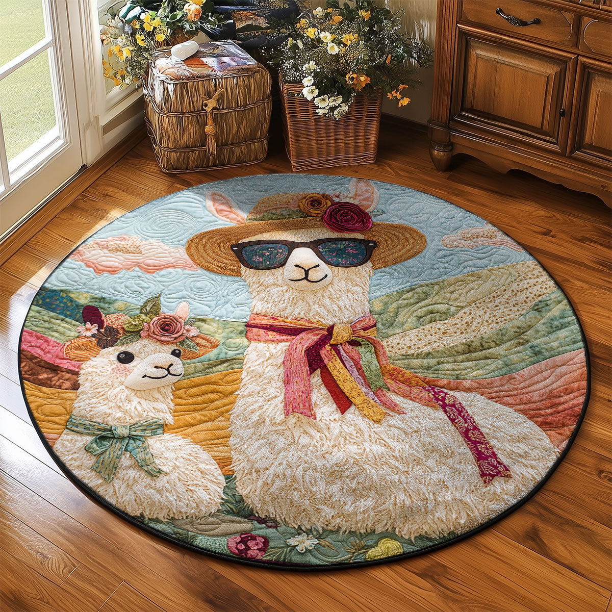 Boho Llama Garden WJ2003074CL Quilted Round Mat