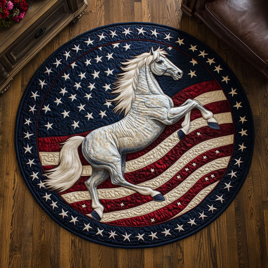 Horse Independence Day WX1206022CL Quilted Round Mat