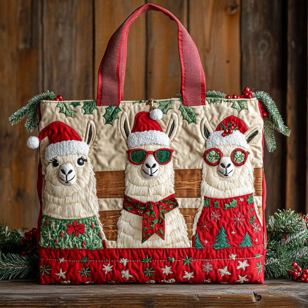 Llama Winter Wishes CW1811044CL Quilted Tote Bag