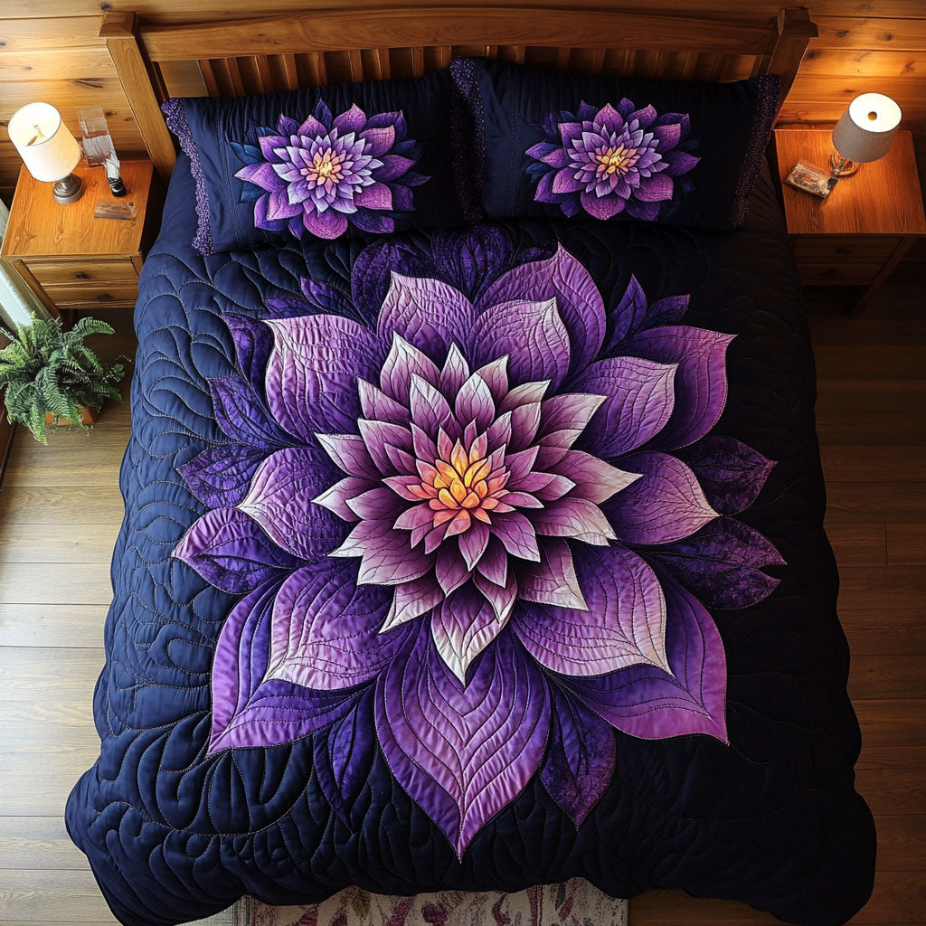 Mystic Purple Blooming Flower WY2202049CL Duvet Cover Set
