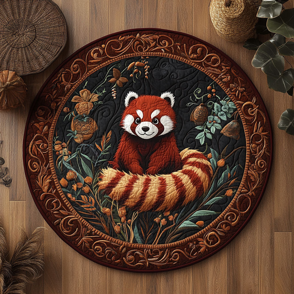 Red Panda In Night WY0206038CL Quilted Round Mat