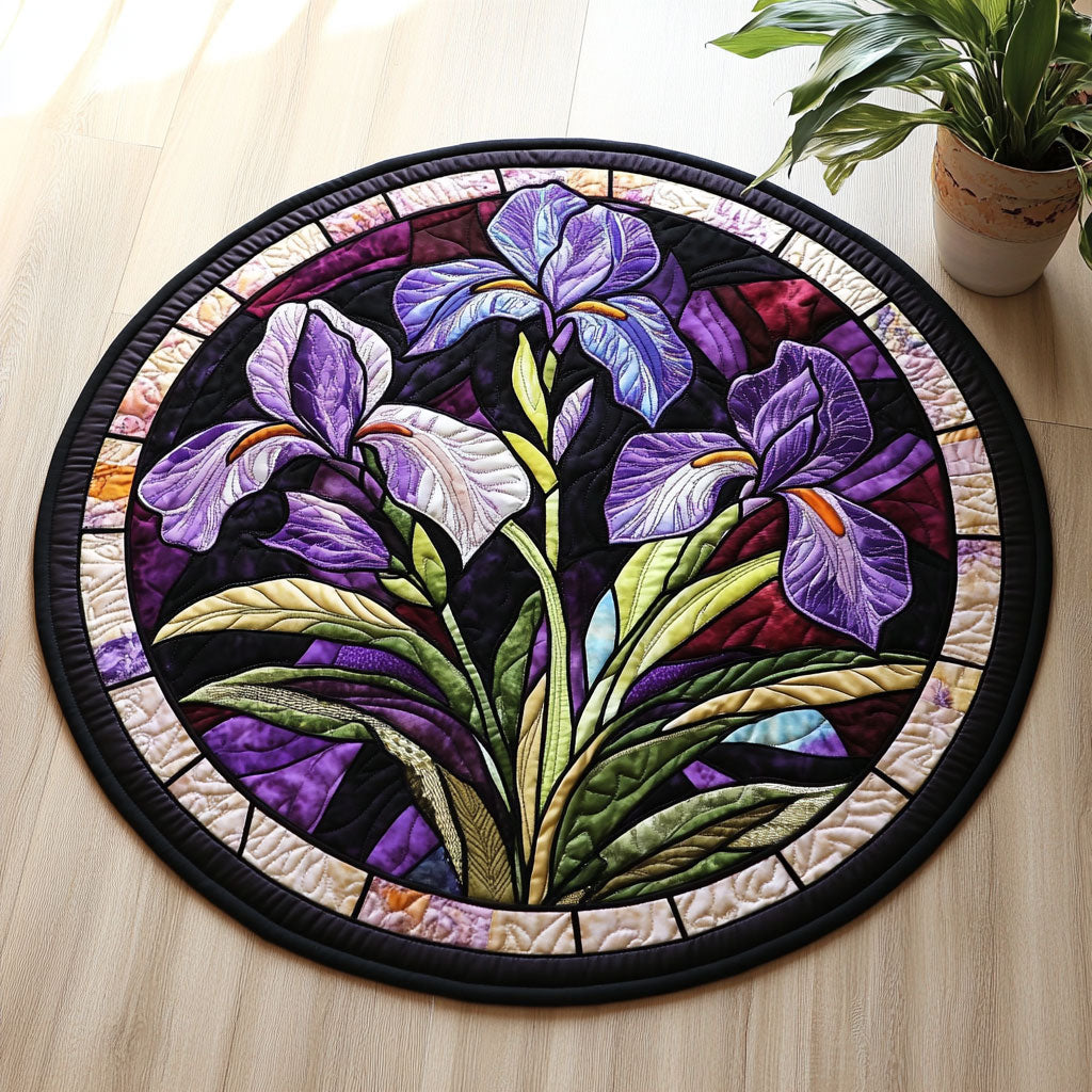 Iris Bloom CW0506026CL Quilted Round Mat