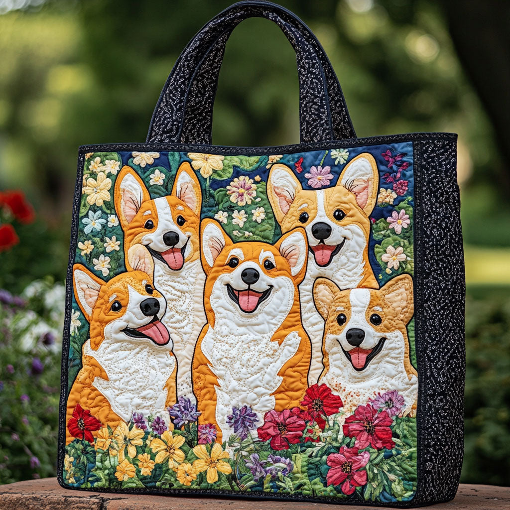 Blooming Corgi WN2209005CL Quilted Tote Bag