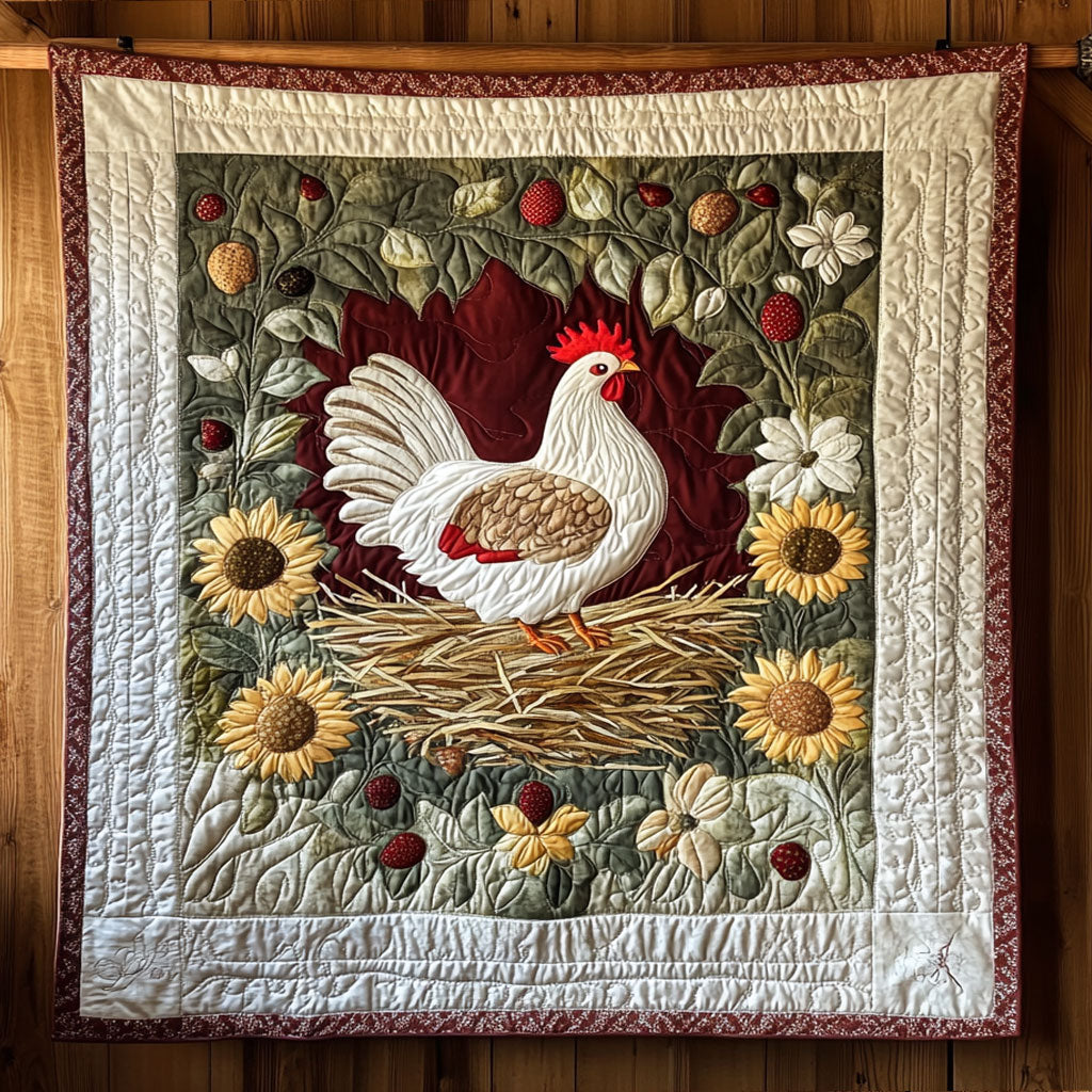Sunflower White Hen WY2708008CL Quilt