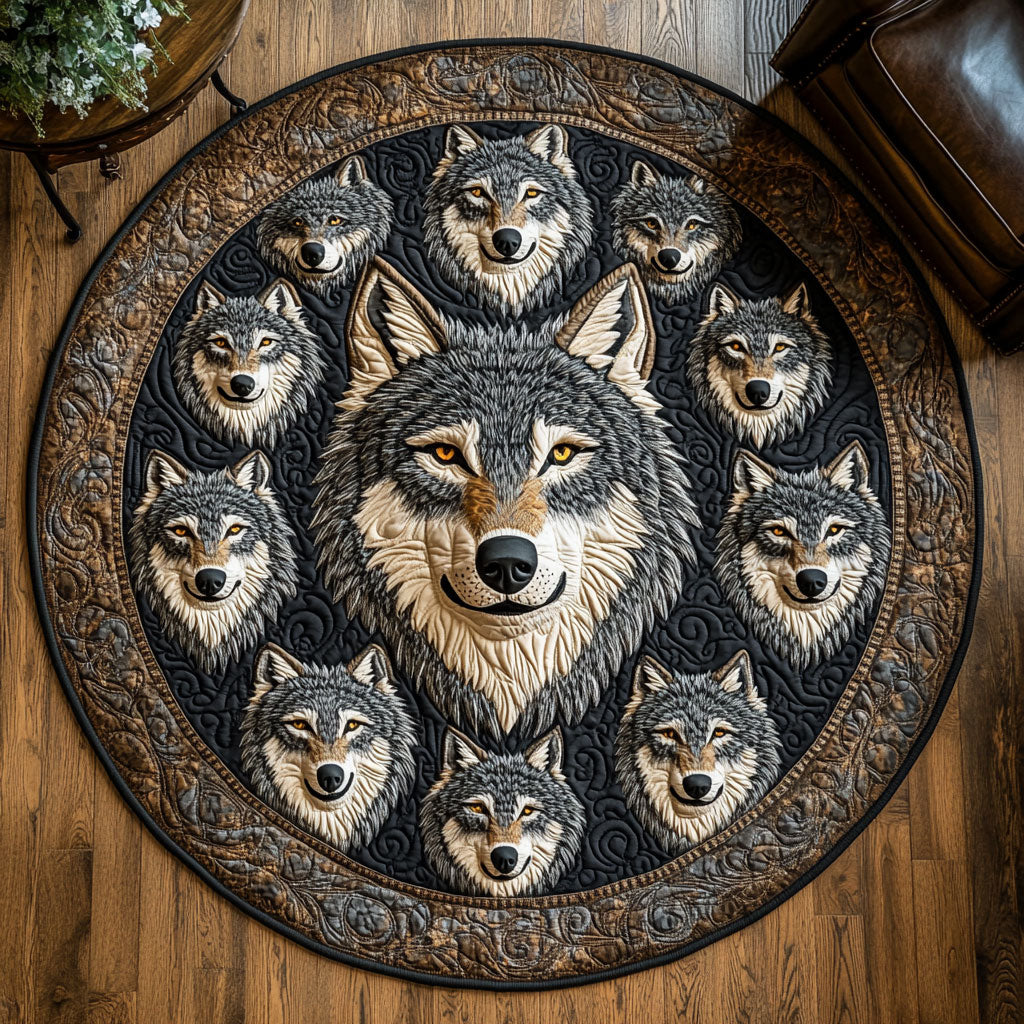 Majestic Wolf CW0608012CL Quilted Round Mat