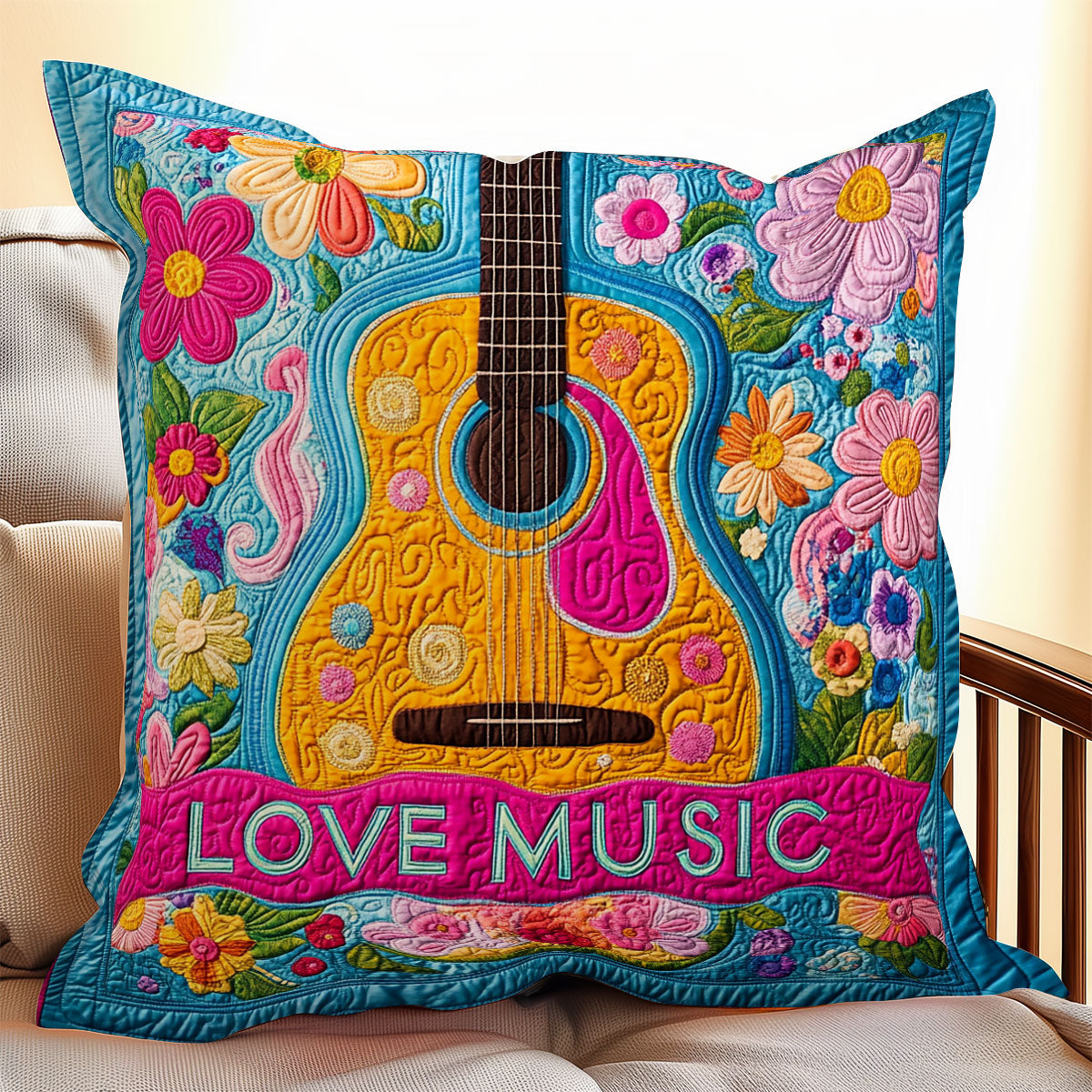 Vibrant Guitar WX0406122CL Quilt Pillow Case