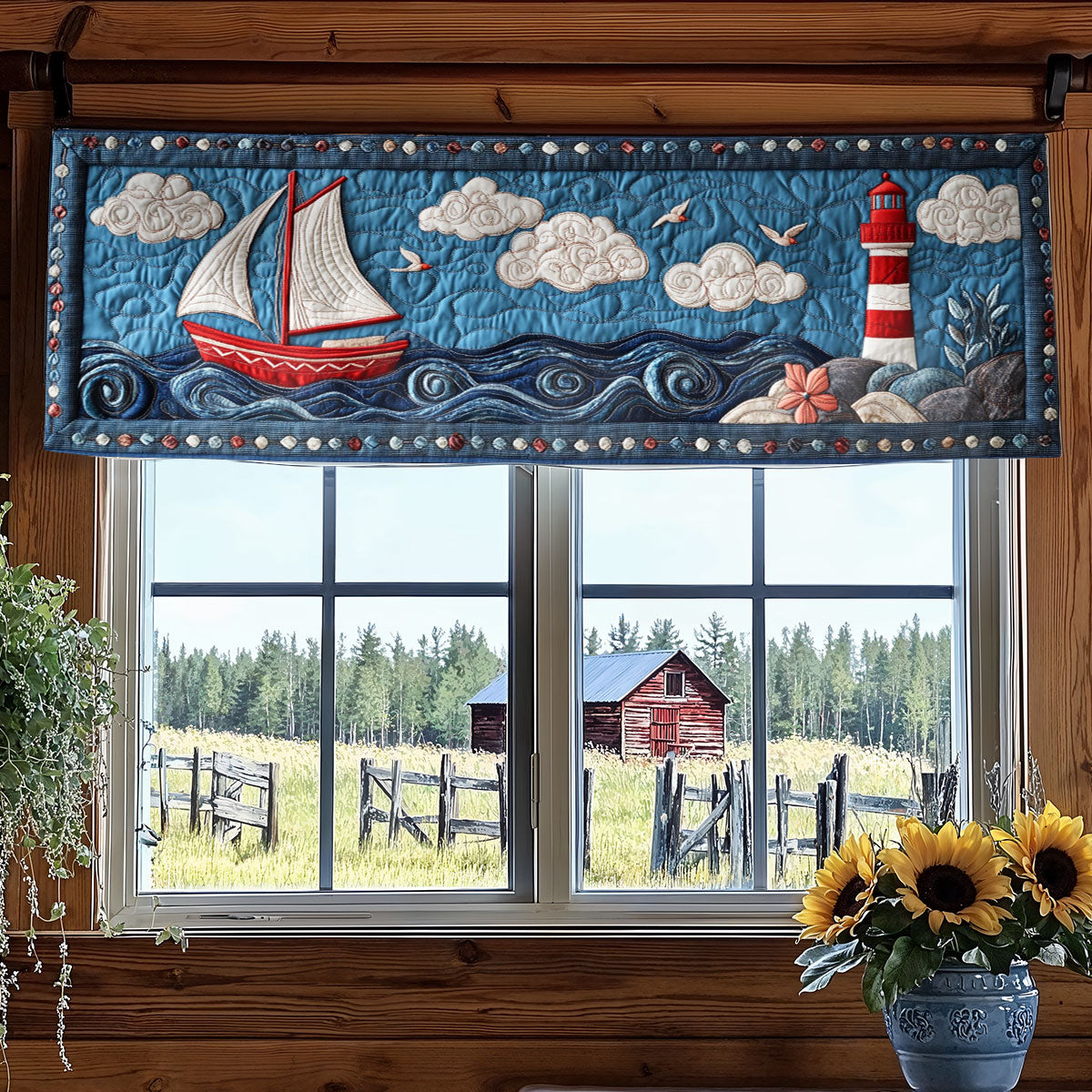 Lighthouse Breeze WN0307071CL Quilted Valance