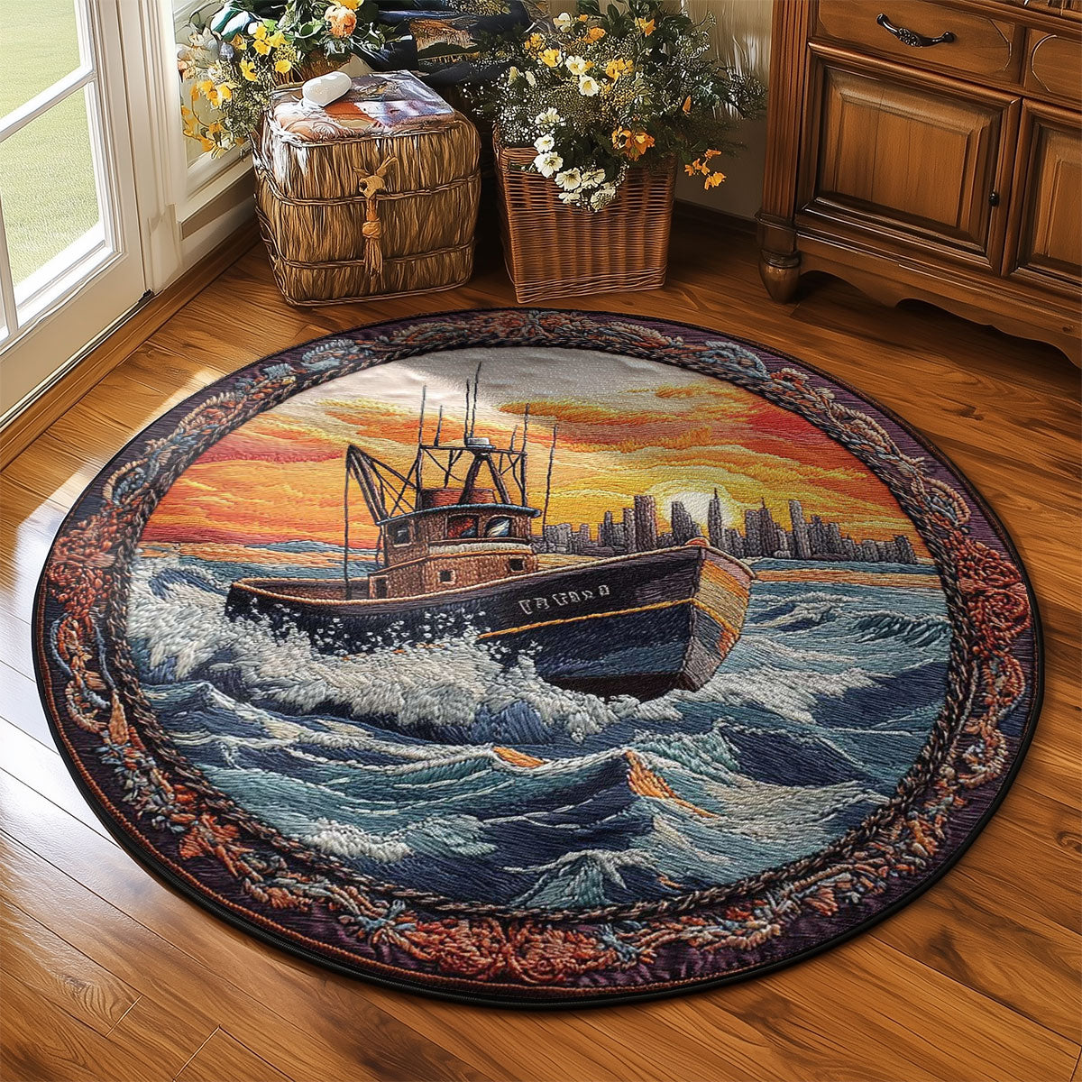 Harbor Escape WN2304012CL Quilted Round Mat