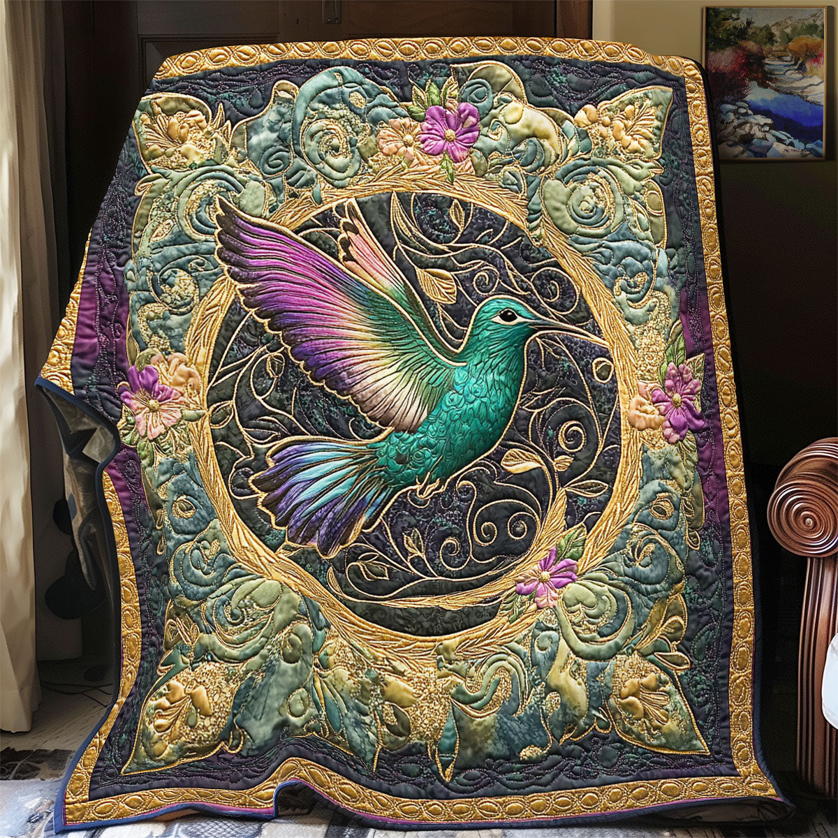Hummingbird In Mystic Garden WY0602162CL Quilt