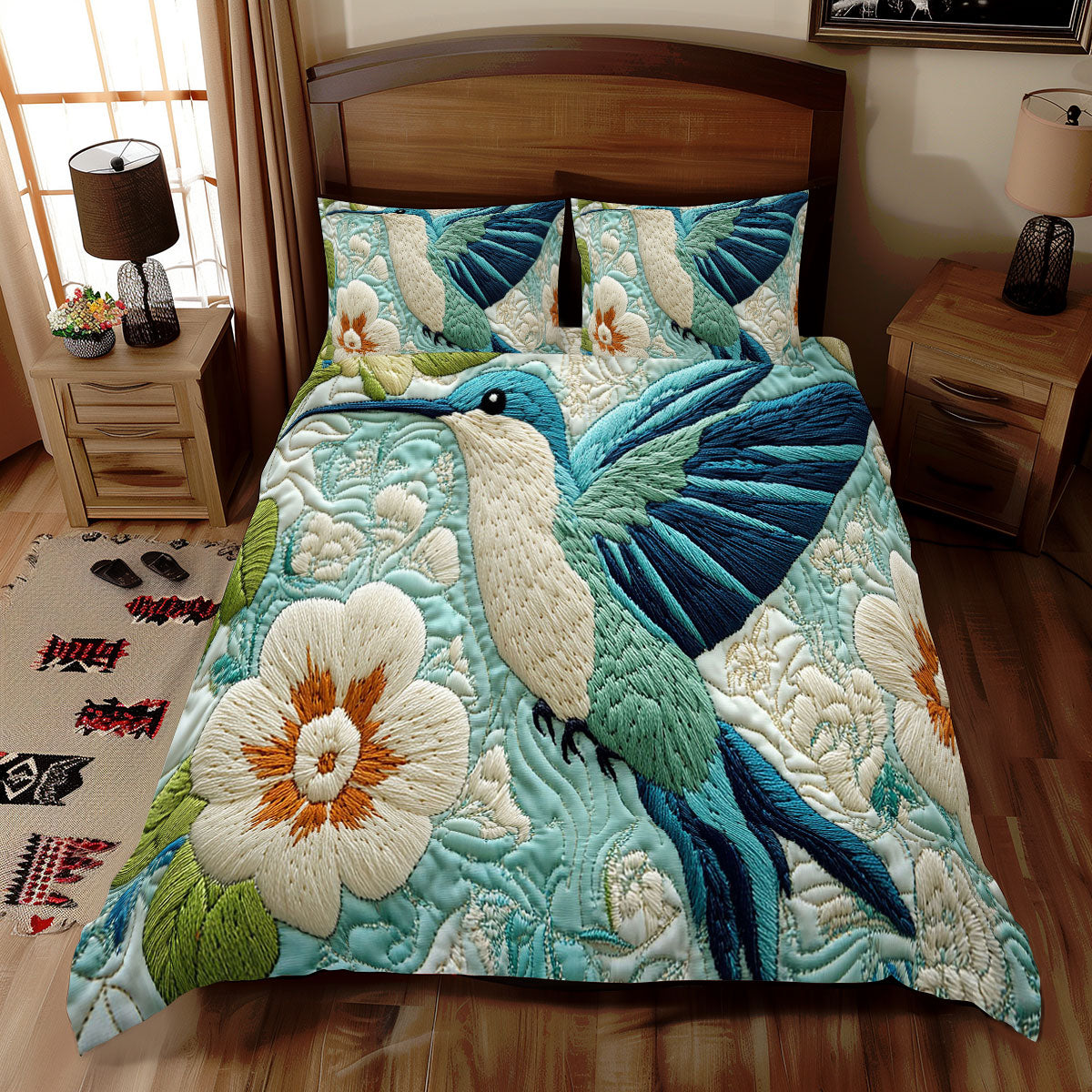 Teal Hummingbird WJ0212048CL Duvet Cover Set