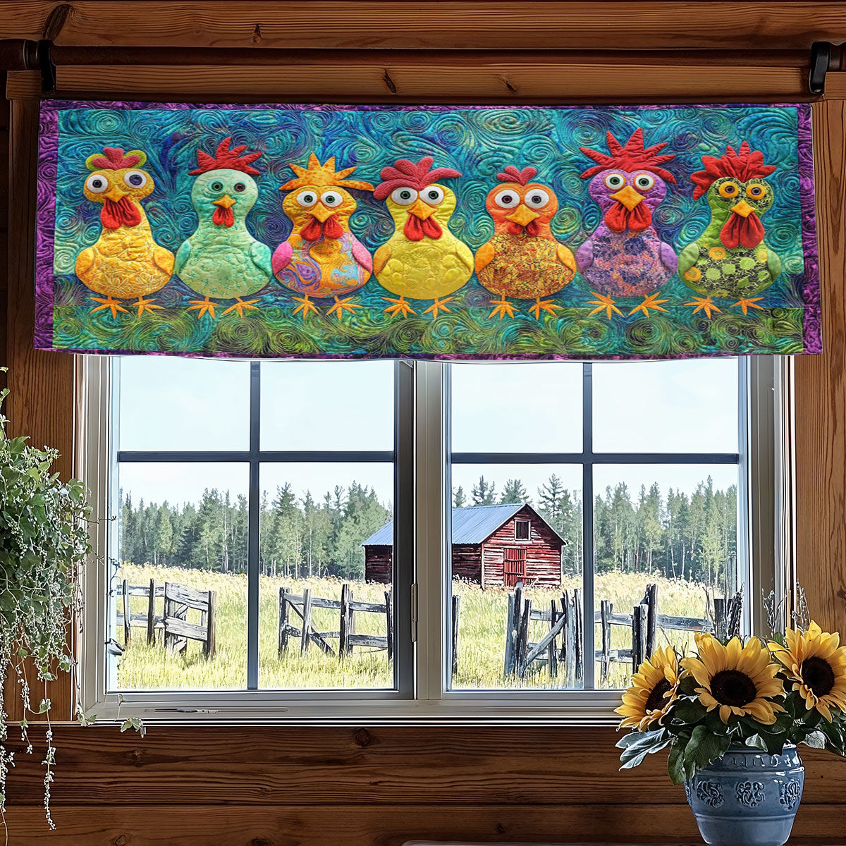 Chicken Chatter WN1406048CL Quilted Valance