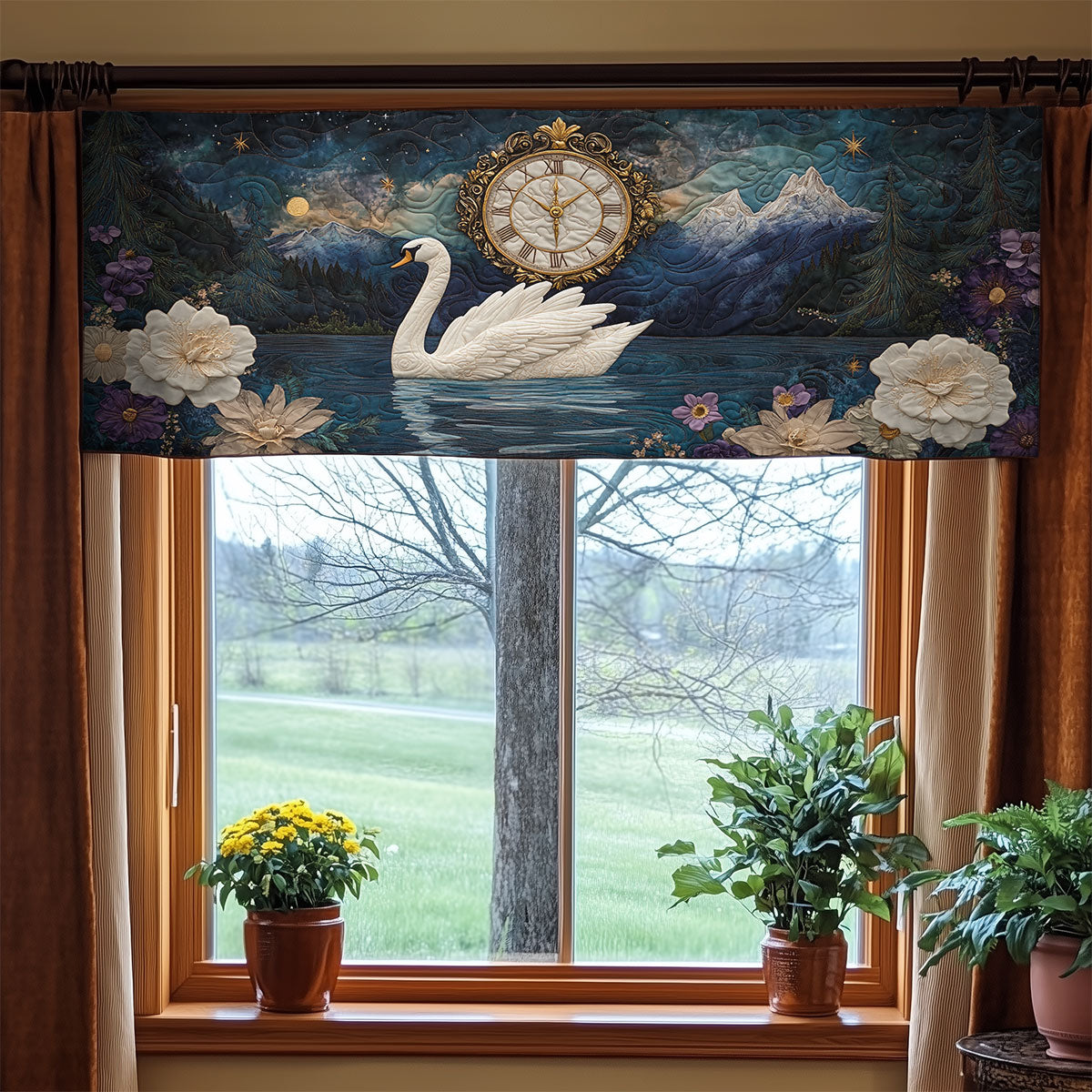 Swan Flower WX1705022CL Quilted Valance
