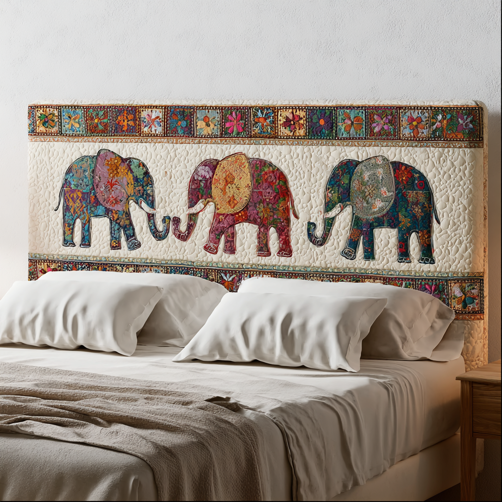 Floral Elephant XR2412019CL Quilted Headboard Slipcover