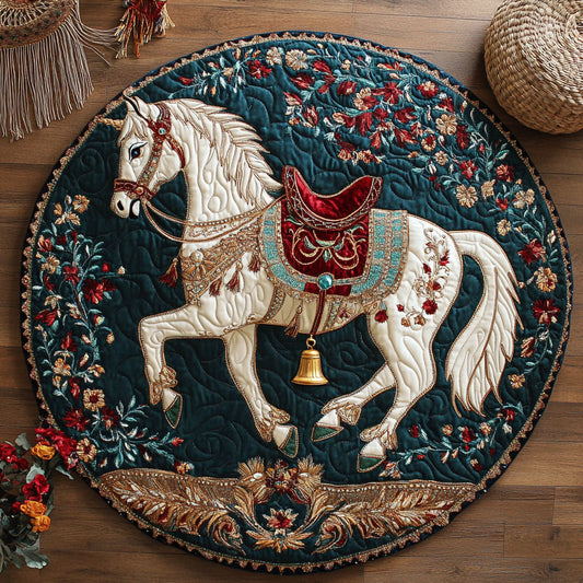 Regal White Horse WY1006021CL Quilted Round Mat
