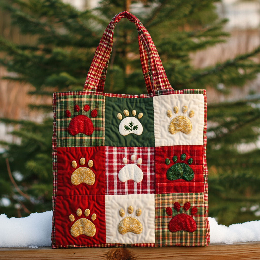 Dog Paw Holiday Dreams WN0511021CL Quilted Tote Bag