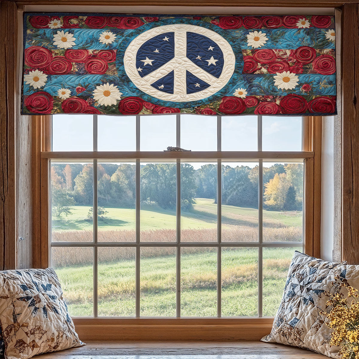 Floral Peace Sign WX1405020CL Quilted Valance