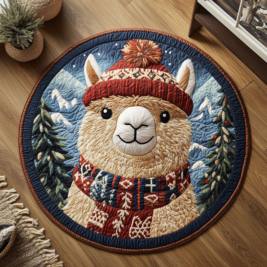 Snowy Llama CP1006045CL Quilted Round Mat