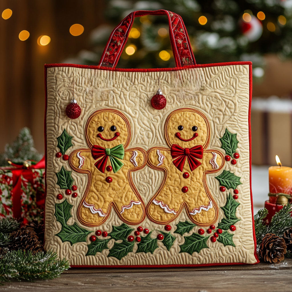 Snowberry Gingerbread WN0411083CL Quilted Tote Bag