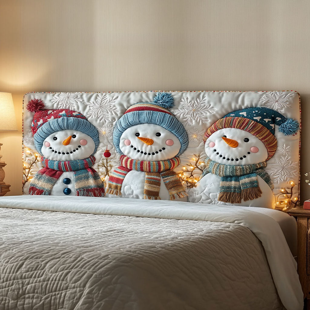 Scarfy Snowman WN3112038CL Quilted Headboard Slipcover