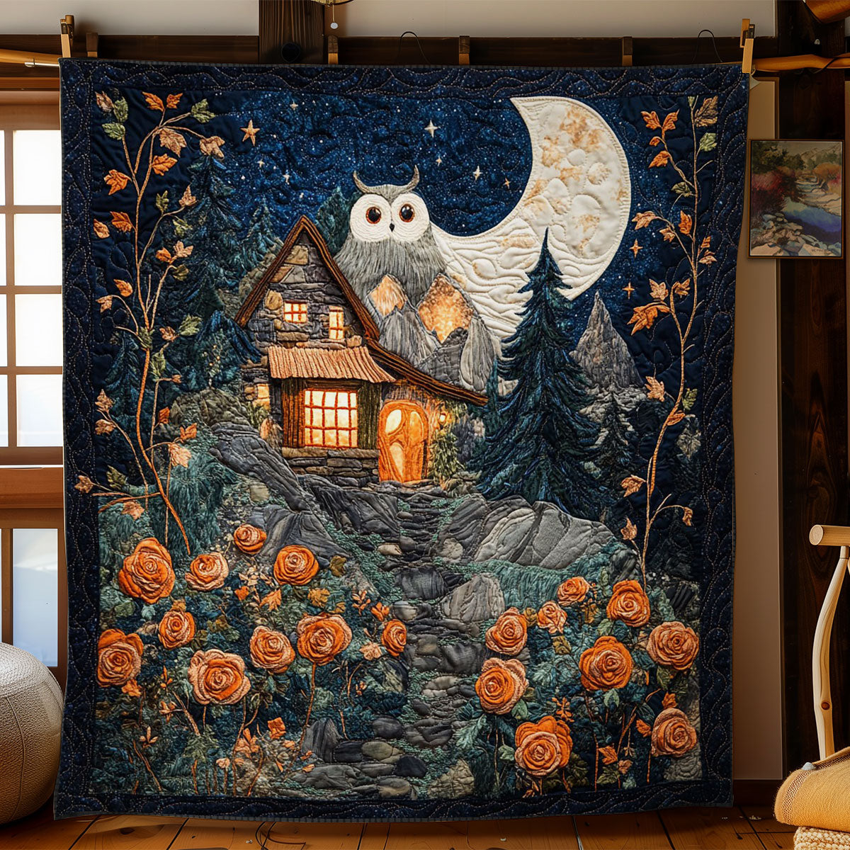 Enchanted Owl Cottage WN2705044CL Quilt