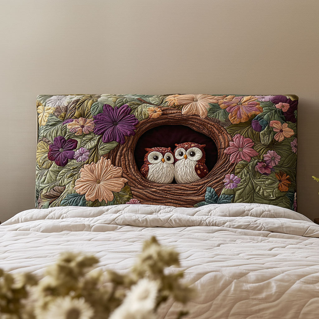 Owl Couple QA2912009CL Quilted Headboard Slipcover