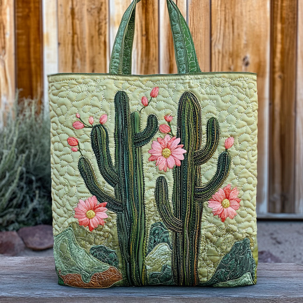 Blooming Cactus WN2209004CL Quilted Tote Bag