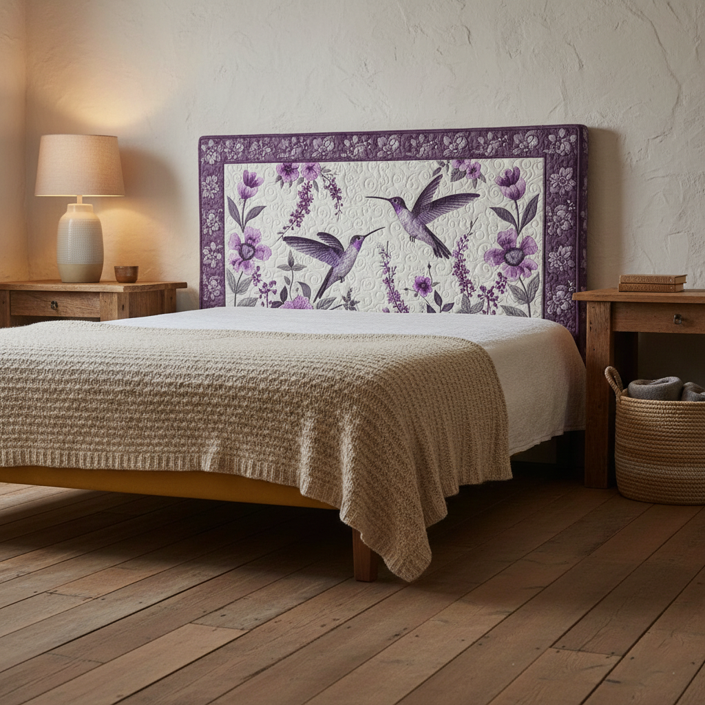 Purple Hummingbird XR0512012CL Quilted Headboard Slipcover