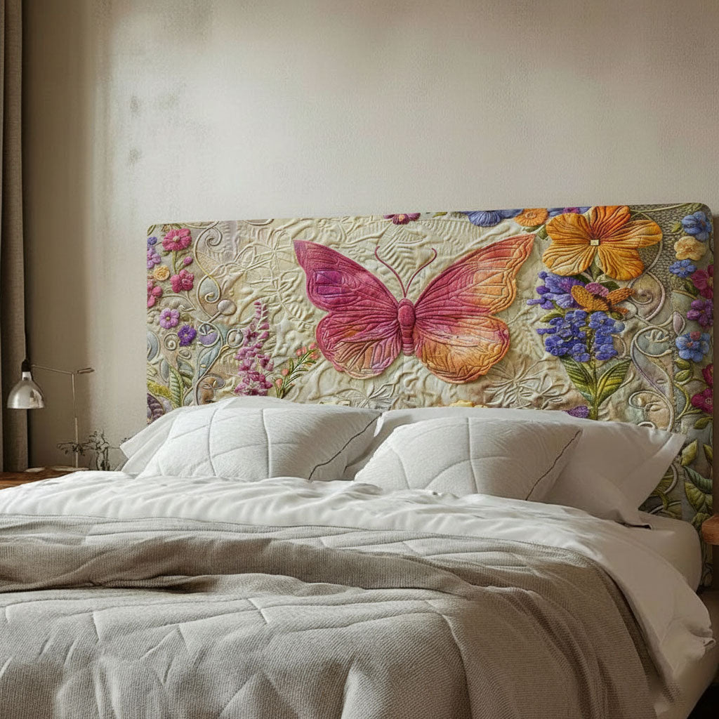 Flower Butterfly WJ0812004CL Quilted Headboard Cover