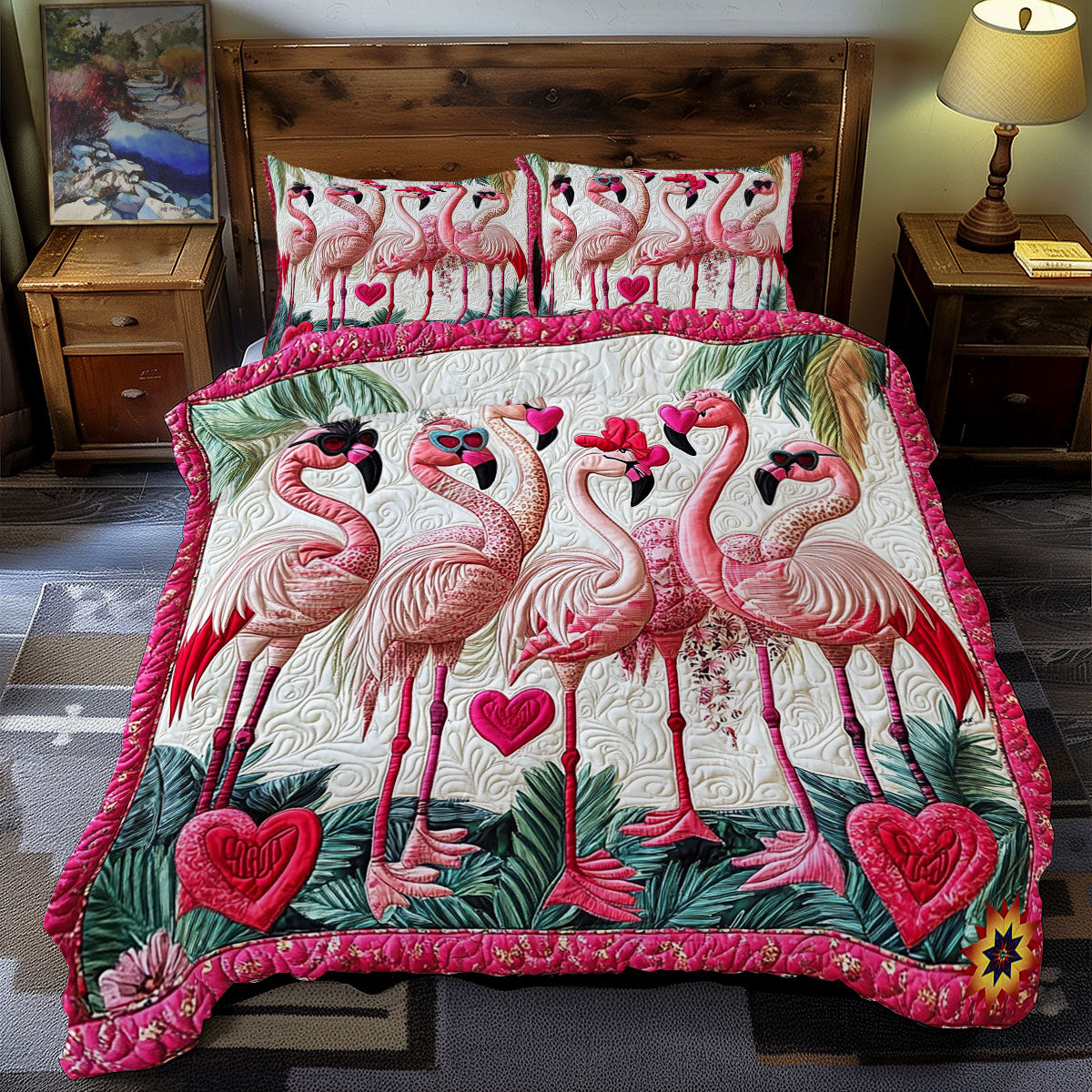 Heart Forest Flamingo WY0612058CL Duvet Cover Set