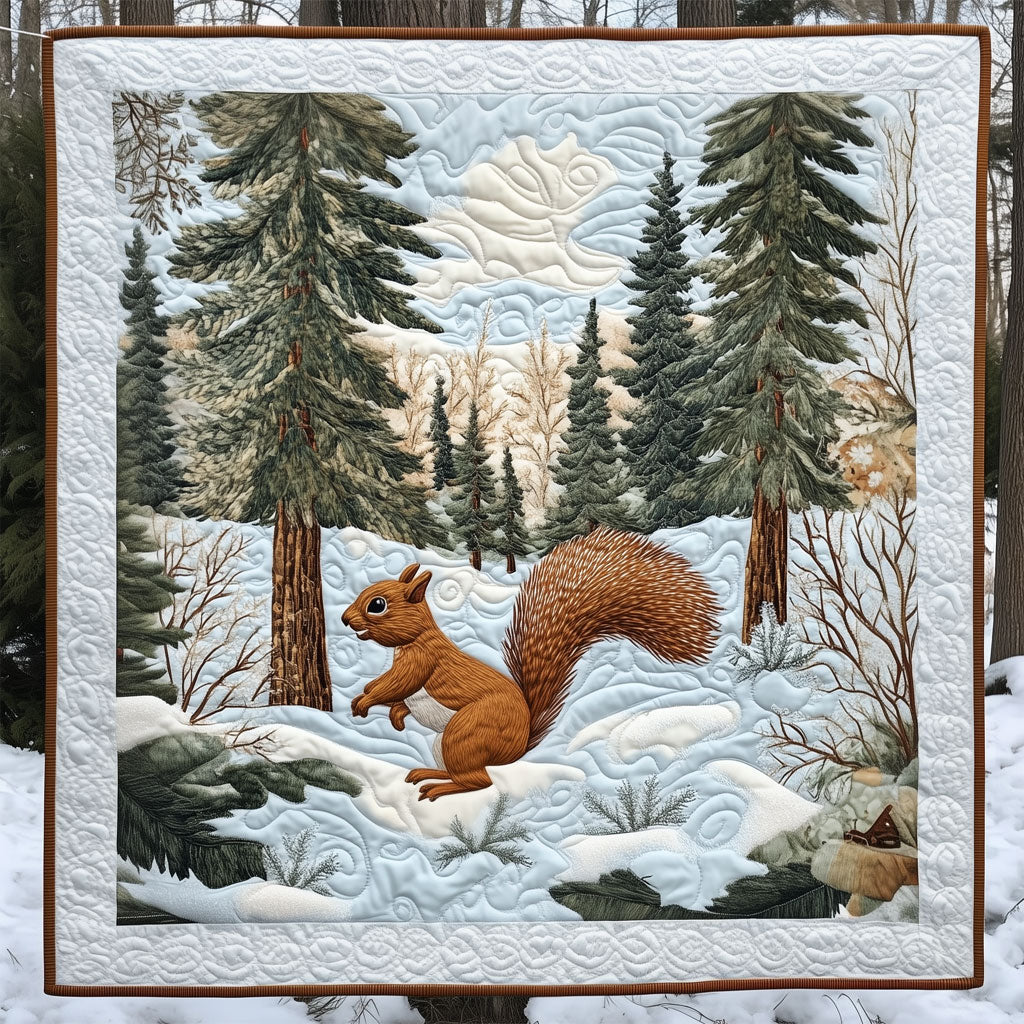 Squirrel Leaping Across Snowy Ground LT2409026CL Quilt