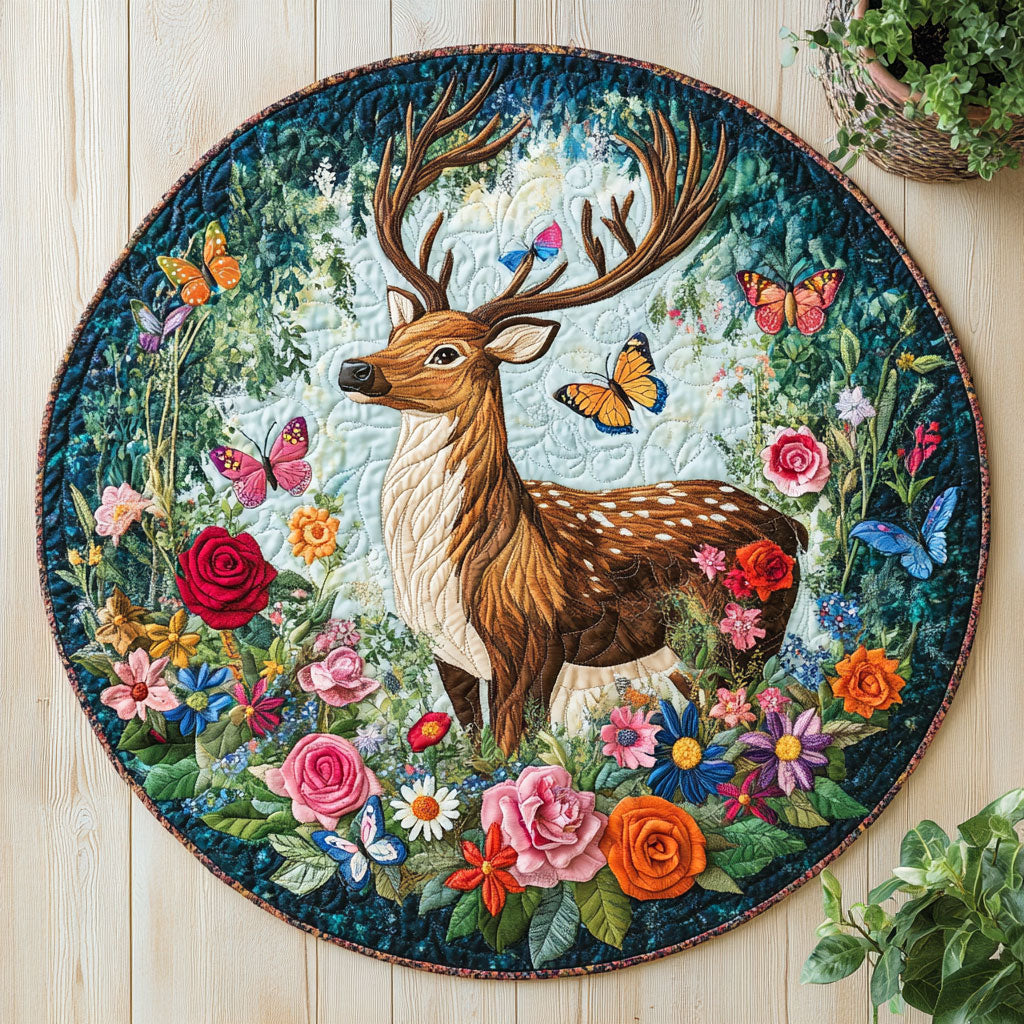 Deer Bloom CW2705498CL Quilted Round Mat