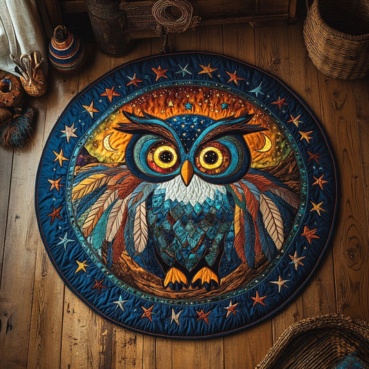 Whimsical Midnight Owl WY1006033CL Quilted Round Mat