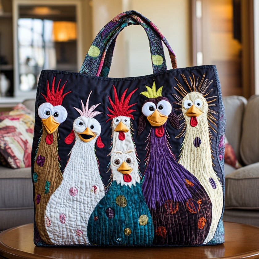 Goofy Chickens XR3009007CL Quilted Tote Bag