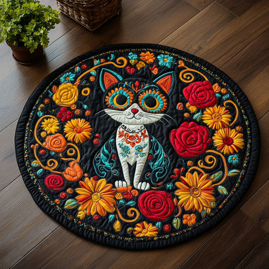 Day of The Cat CM2105029CL Quilted Round Mat