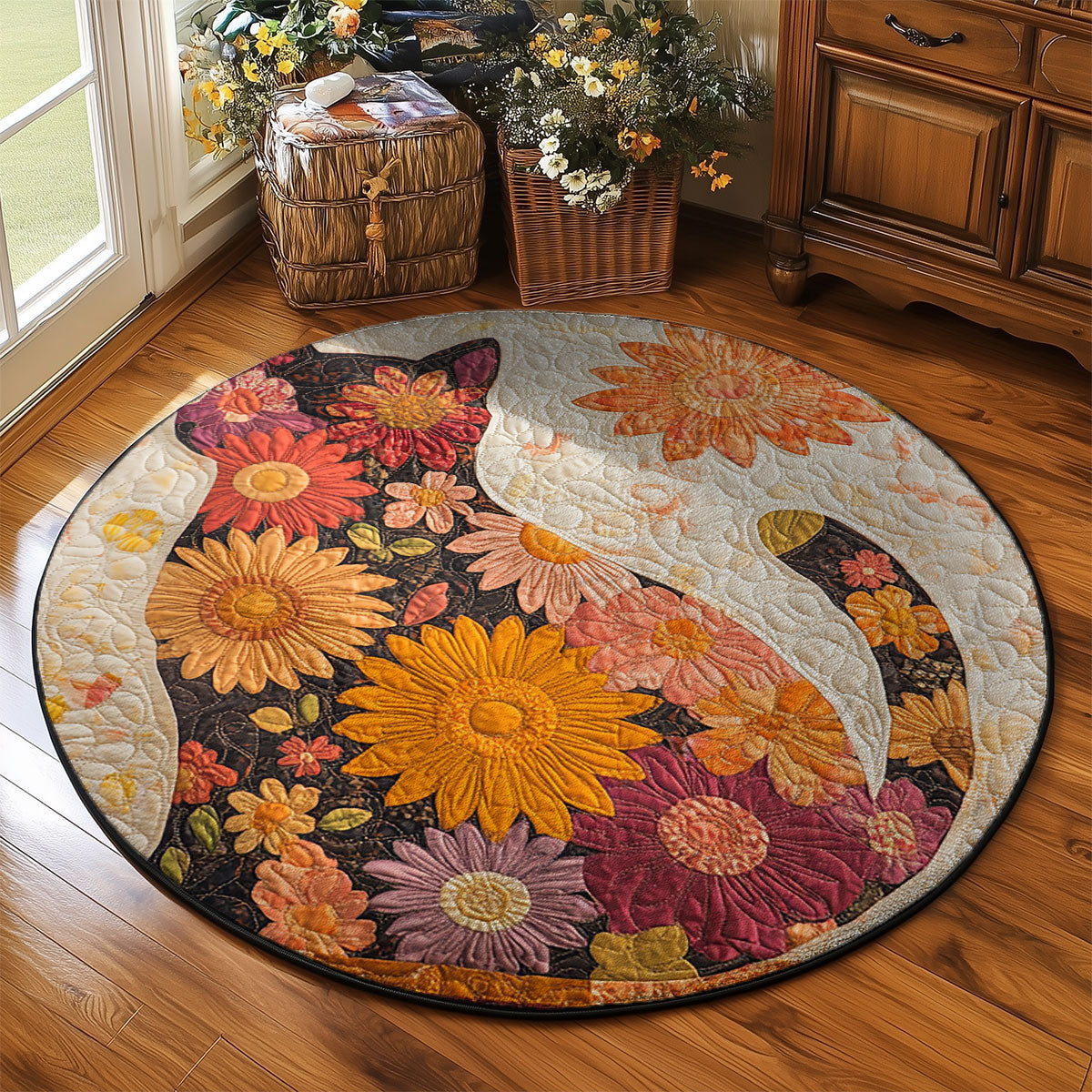 Flower Cat WJ2503033CL Quilted Round Mat