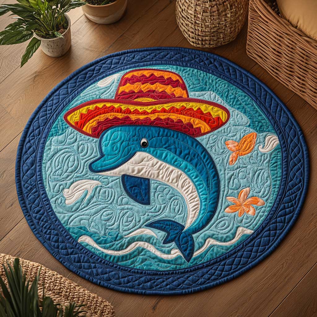Sunny Dolphin WN2103058CL Quilted Round Mat