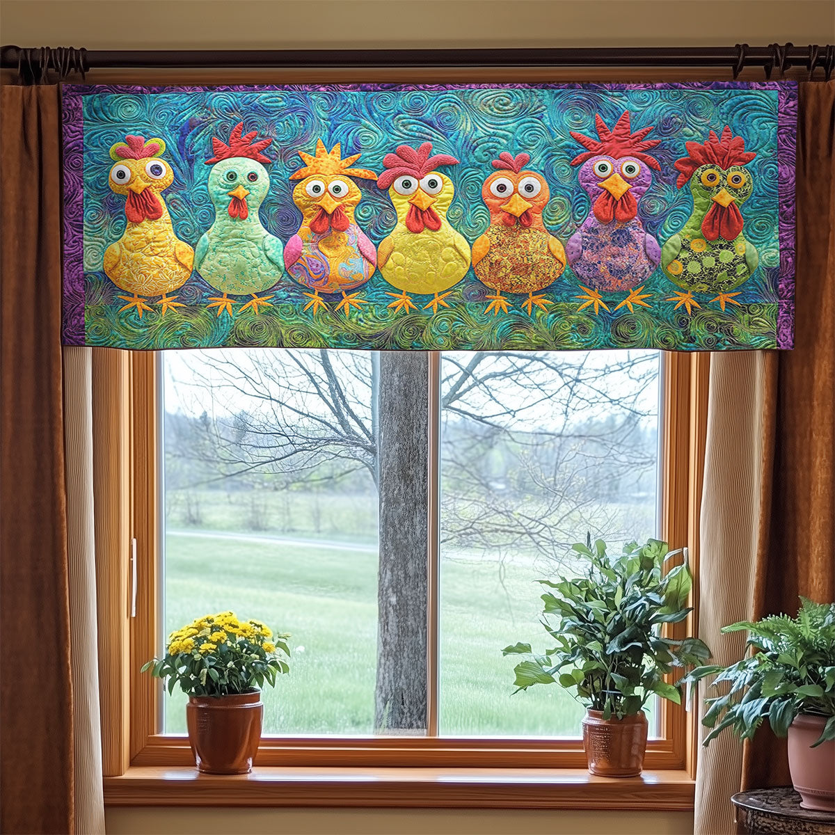 Chicken Chatter WN1406048CL Quilted Valance
