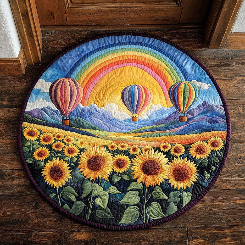Golden Sunrise Balloon CW1707022CL Quilted Round Mat