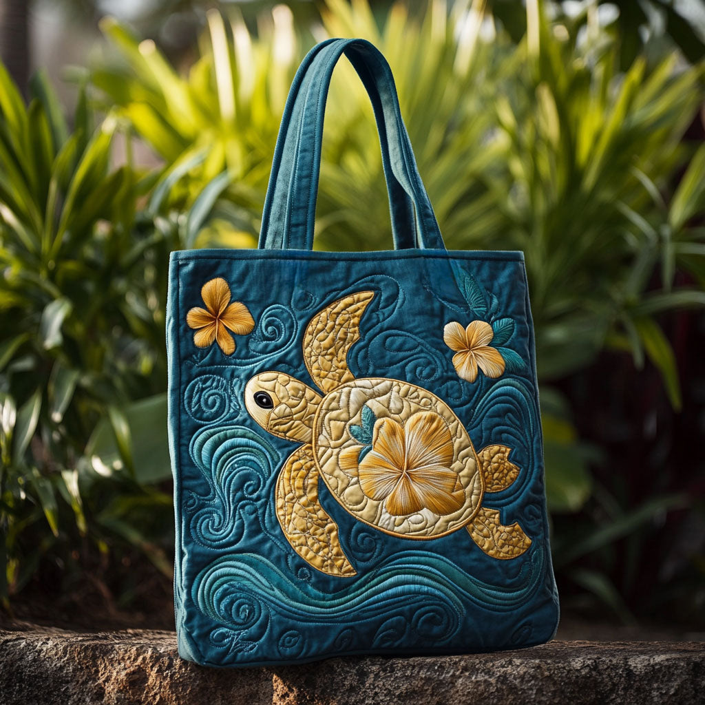Hibiscus Turtle WN3009019CL Quilted Tote Bag