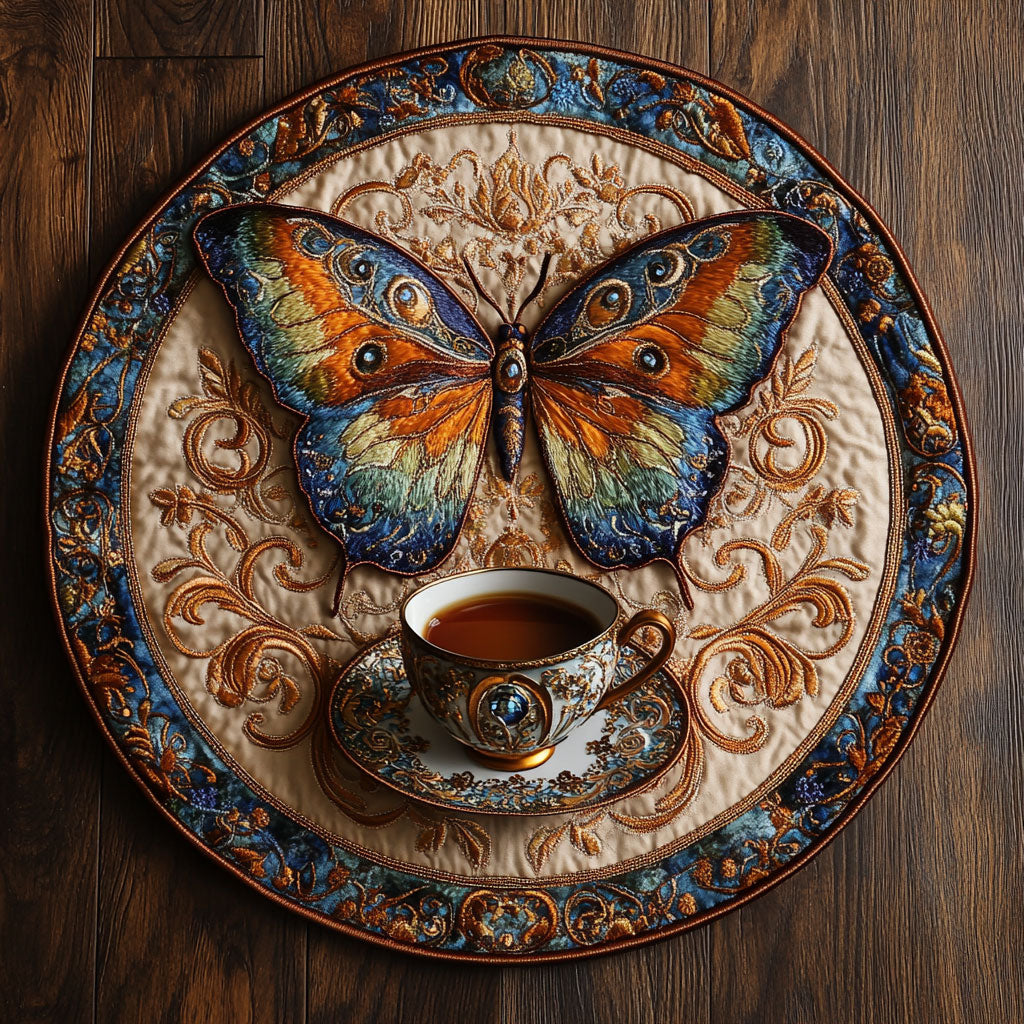 Butterfly Tea WN0406028CL Quilted Round Mat